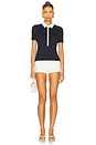 view 4 of 4 Knit Button Short Sleeve Polo Top in Navy Multi