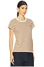view 2 of 4 T-SHIRT À RAYURES SLUB in Warm Brown