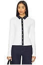 view 1 of 4 The Knit Contrast Long Sleeve Polo in White