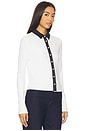 view 2 of 4 The Knit Contrast Long Sleeve Polo in White
