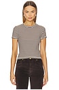 view 1 of 5 Luca Stripe Rib Baby Tee in Ivory Brown Multi