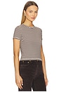 view 2 of 5 Luca Stripe Rib Baby Tee in Ivory Brown Multi