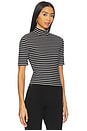 view 2 of 5 The Knit Stripe Rib Turtleneck Tee in Black Multi