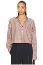 view 1 of 5 Marin Cropped Striped Shirt in Brown