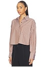 view 2 of 5 Marin Cropped Striped Shirt in Brown