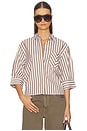 view 1 of 5 CHEMISE EN POPELINE À RAYURES LUCIA in Brown Stripe