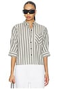 view 1 of 4 Lucia Stripe Poplin Shirt in Charcoal Stripe