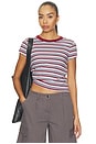 view 1 of 4 Kelly Stripe Perfect Tee in Blue Pomegranate