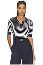 view 1 of 4 Stripe Knit Polo in Midnight & Chalk