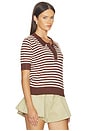 view 2 of 4 Stripe Knit Polo in Truffle & Ecru
