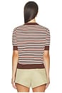 view 3 of 4 Stripe Knit Polo in Truffle & Ecru