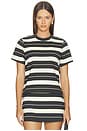view 1 of 4 Stripe Slit Tee in Cream & Ink