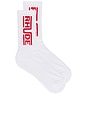 view 1 of 2 Champions Logo Sock in White & Red