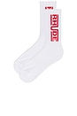 view 2 of 2 Champions Logo Sock in White & Red