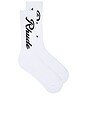 view 1 of 2 Destinado Script Socks in White & Black