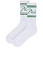 view 2 of 2 Script Logo Socks in White & Green