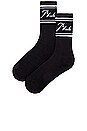 view 2 of 2 Rhude Script Logo Sock in Black & White