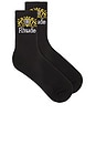 view 1 of 2 Crest Logo Sock in Black, White, & Yellow