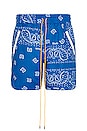 view 1 of 4 Bandana Track Short in Blue & Creme