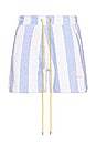 view 1 of 6 Striped Loop Terry Short in White & Light Blue