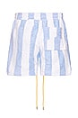 view 2 of 6 Striped Loop Terry Short in White & Light Blue