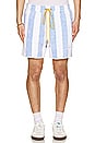 view 5 of 6 Striped Loop Terry Short in White & Light Blue