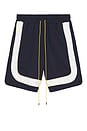 view 5 of 5 SHORT STYLE SPORT MESH PIPING BAGGY in Navy, Yellow, & White