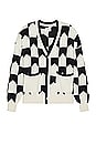 view 1 of 3 Chevron Checkered Knit Cardigan in Black & Cream