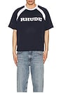 view 3 of 3 Mesh Tee in Navy & Stark White