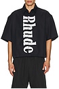 view 3 of 4 Center Logo Button Up Shirt in Black & White