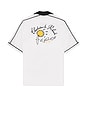 view 1 of 5 Fonda Del Sol Bowling Shirt in White, Black, & Yellow