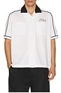 view 4 of 5 Fonda Del Sol Bowling Shirt in White, Black, & Yellow