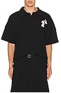 view 4 of 5 Pique Boxy Polo Shirt in Black & White