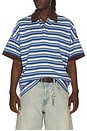 view 1 of 5 Fontaine Striped Short Sleeve Polo Shirt in Navy, White, & Brown