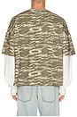 view 2 of 5 Tiger Camo Double Layer Tee in Camo & White
