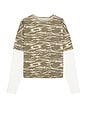 view 4 of 5 Tiger Camo Double Layer Tee in Camo & White