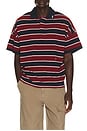 view 1 of 5 Fontaine Striped Short Sleeve Polo Shirt in Bordeaux, Blue, & Whit