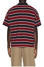 view 2 of 5 Fontaine Striped Short Sleeve Polo Shirt in Bordeaux, Blue, & Whit