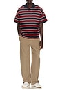 view 3 of 5 Fontaine Striped Short Sleeve Polo Shirt in Bordeaux, Blue, & Whit