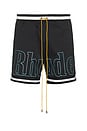 view 1 of 4 Logo Basketball Swim Shorts in Black, White, & Blue in Black, White & Blue