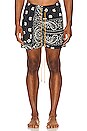 view 4 of 5 Bandana Print Swim Shorts in Black & White
