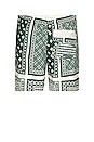 view 2 of 4 Card Print Swim Trunk in Green & White