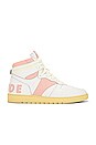 view 1 of 7 Rhecess Hi Sneaker in White & Dusty Pink