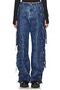 view 1 of 6 Unisex Denim Puffer Cargo Pants in Denim
