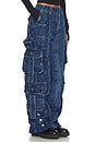 view 2 of 6 Unisex Denim Puffer Cargo Pants in Denim