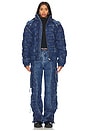 view 5 of 6 Unisex Denim Puffer Cargo Pants in Denim