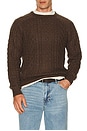 view 3 of 4 Mohair Fishermans Knit Sweater in Chocolate
