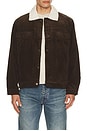 view 1 of 4 Flannel Lined Cord Trucker Jacket in Chocolate