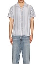 view 4 of 4 Vacation Stripe Short Sleeve Shirt in Blue
