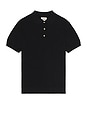 view 1 of 3 Textured Knit Short Sleeve Polo in Black